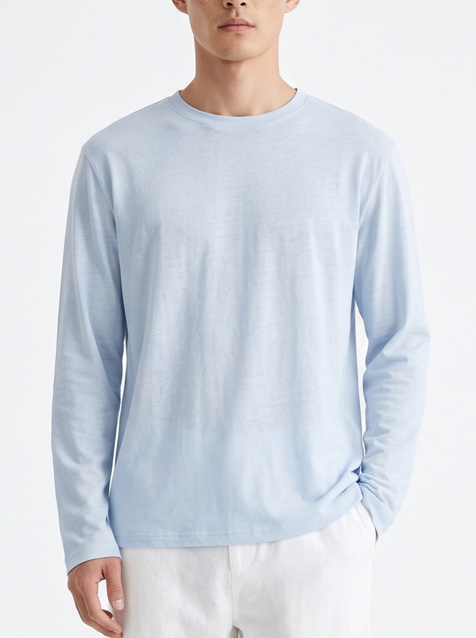Snow Cotton Long Sleeve T-Shirt – Sky Blue