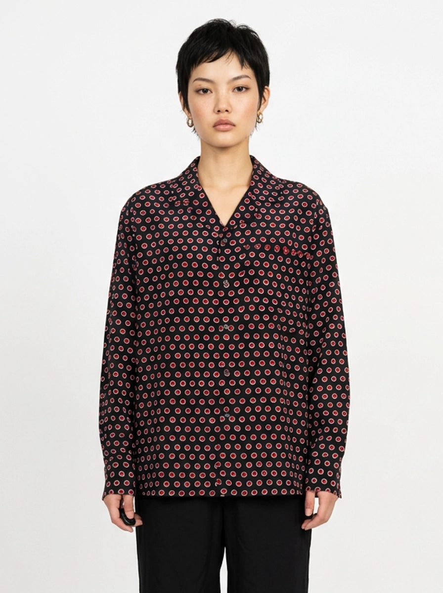 Black & Red Dot Silk Shirt