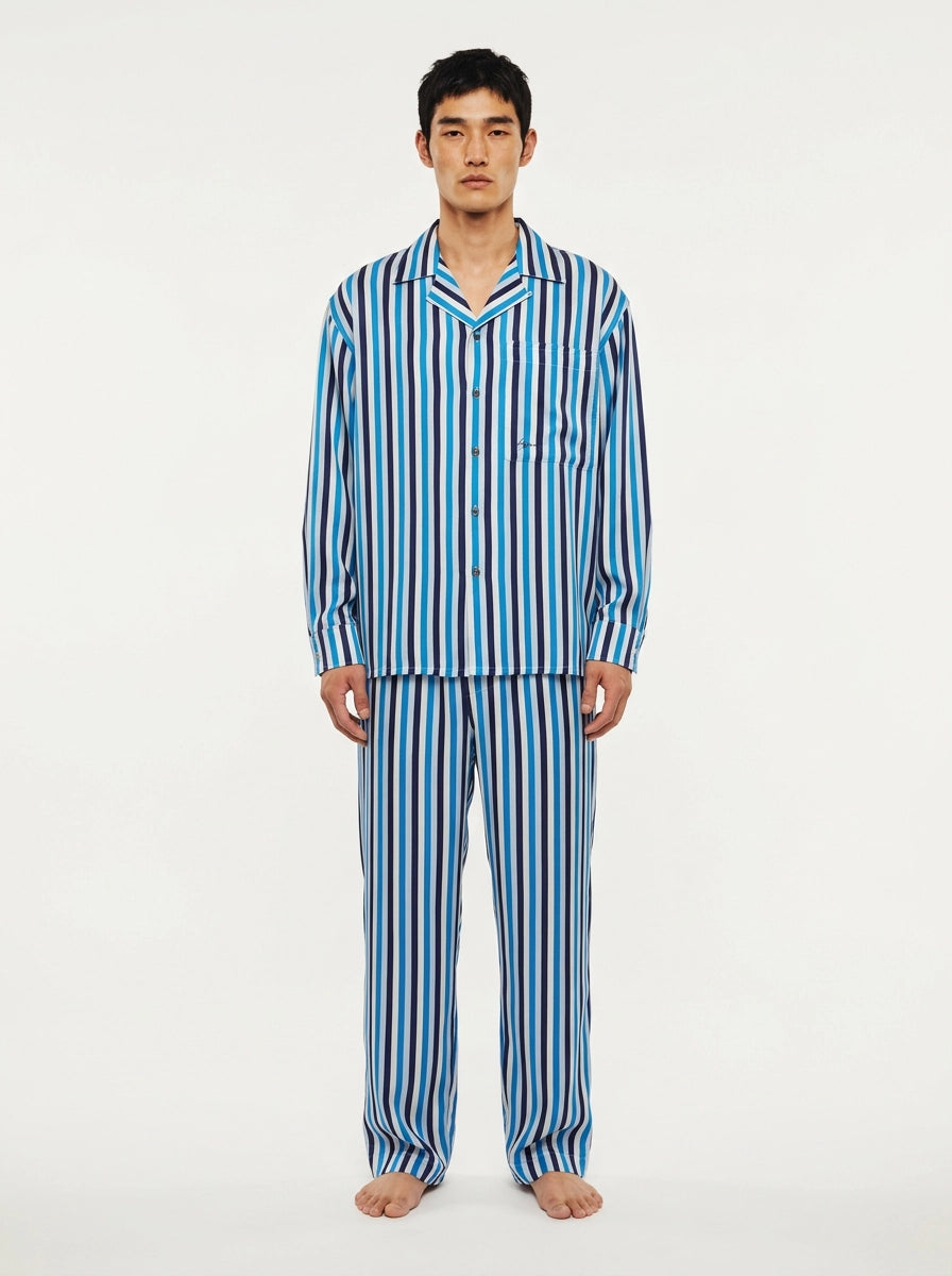 Blue Stripe Silk Shirt