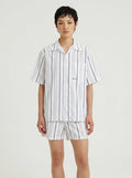 White & Navy Stripe Cotton Shirt