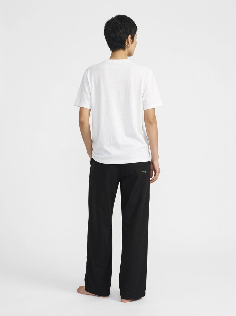 Black Cotton Linen Lounge Trousers