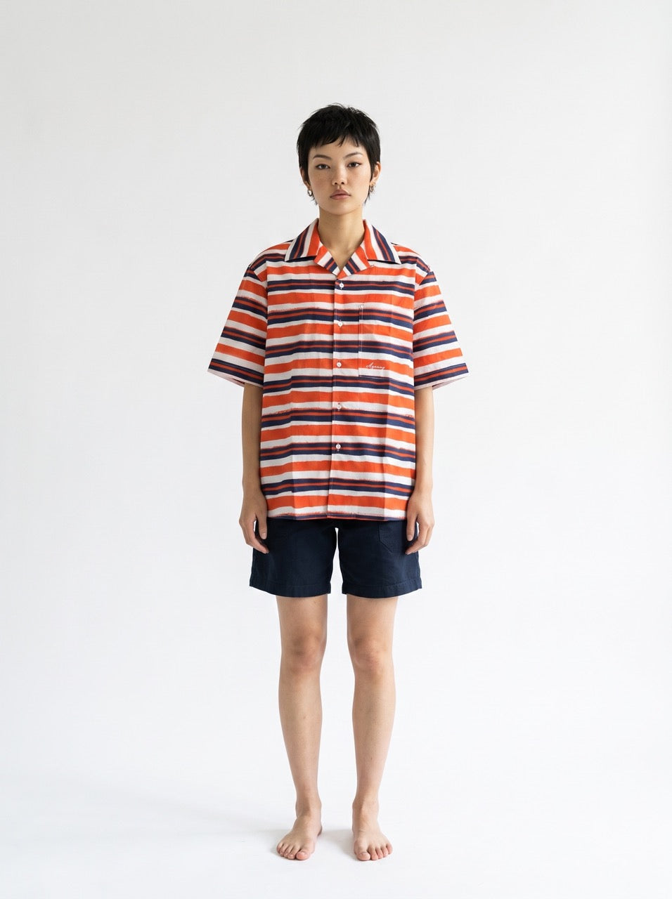 Printed Cotton Cuban Collar Shirt
