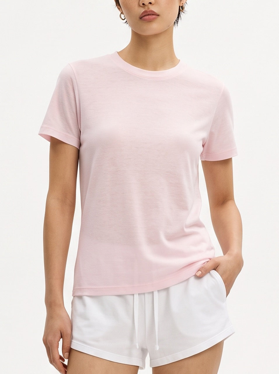 Snow Cotton Short Sleeve T-Shirt – Soft Pink
