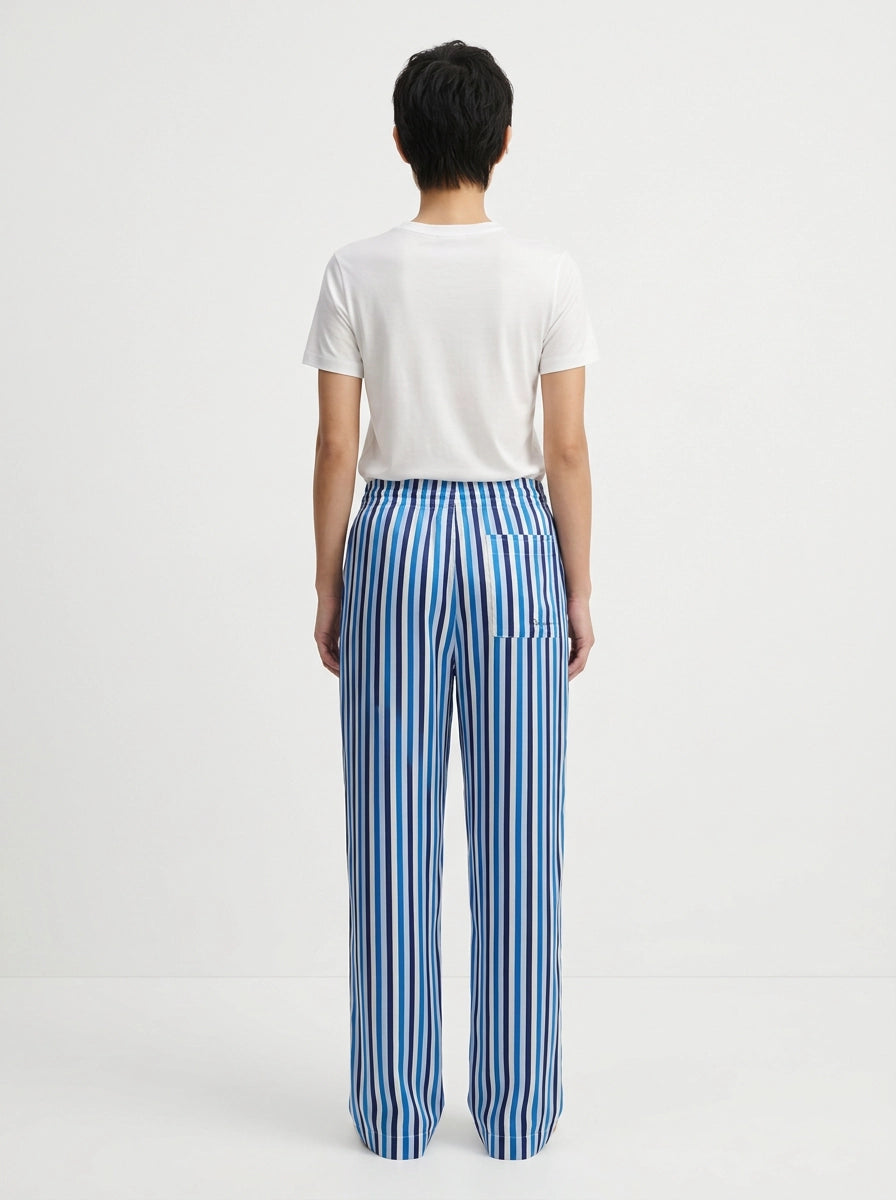 Blue Stripe Silk Lounge Trousers
