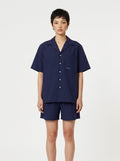 Navy Houndstooth Cotton Shirt