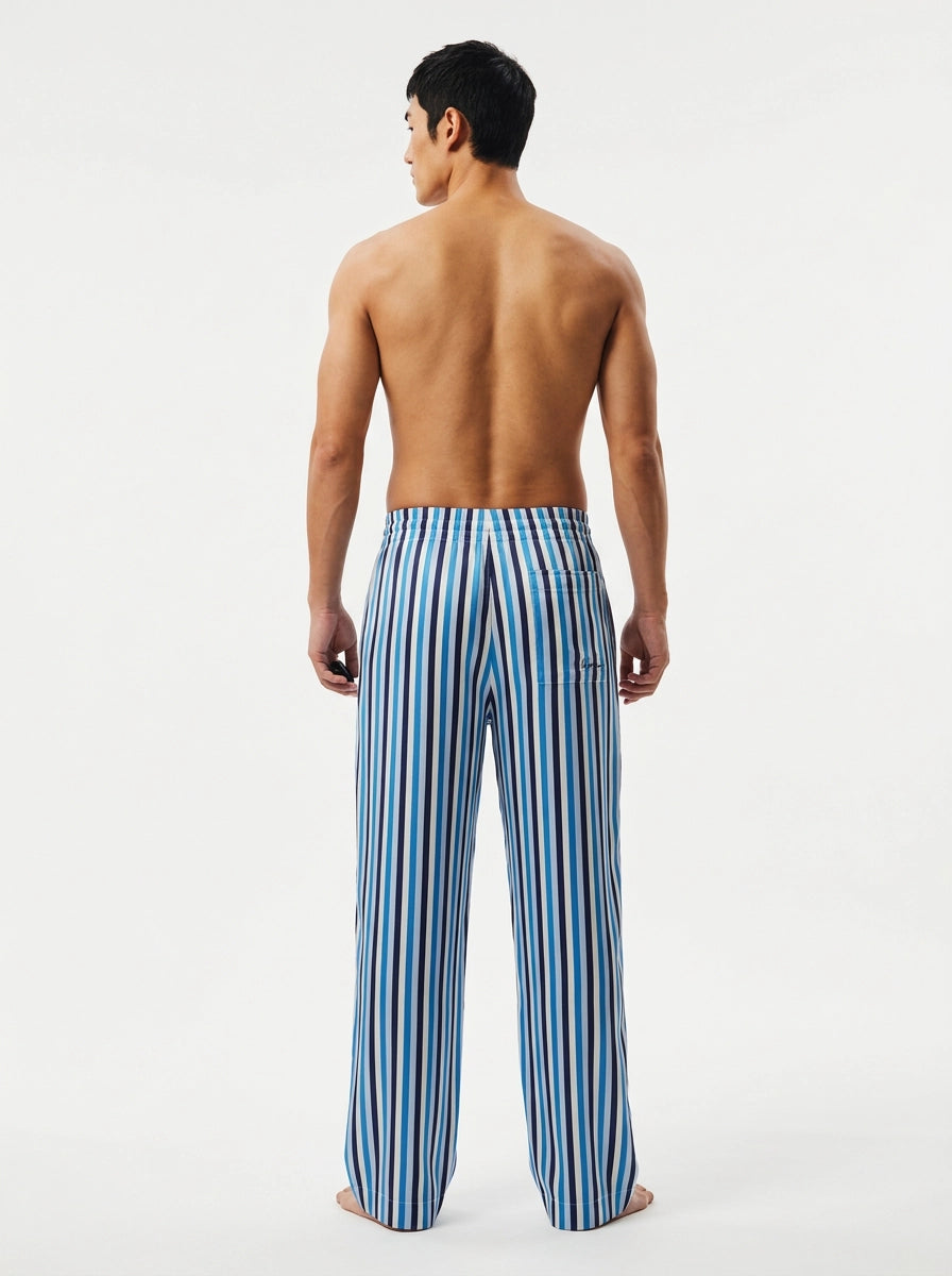 Blue Stripe Silk Lounge Trousers