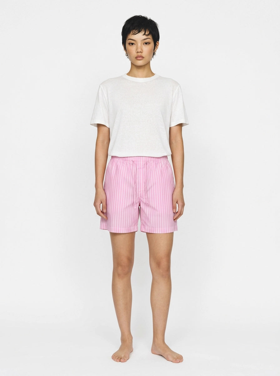 Pink Stripe Cotton Shorts