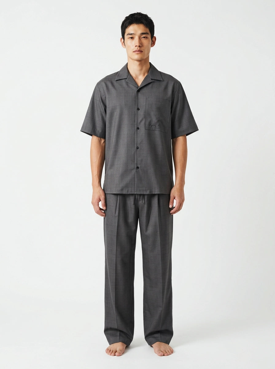 Charcoal Houndstooth Cotton Shirt