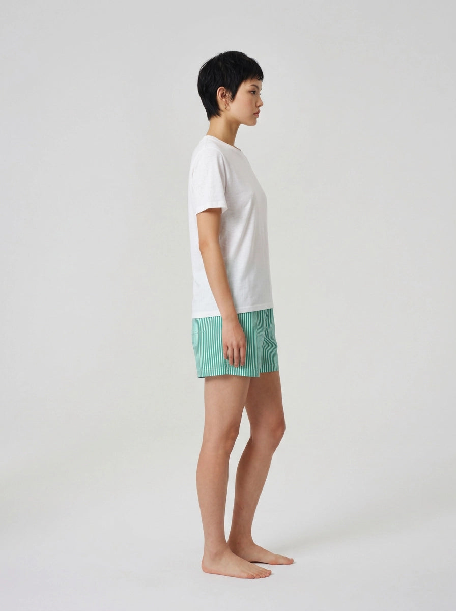 Green Stripe Cotton Boxer Shorts