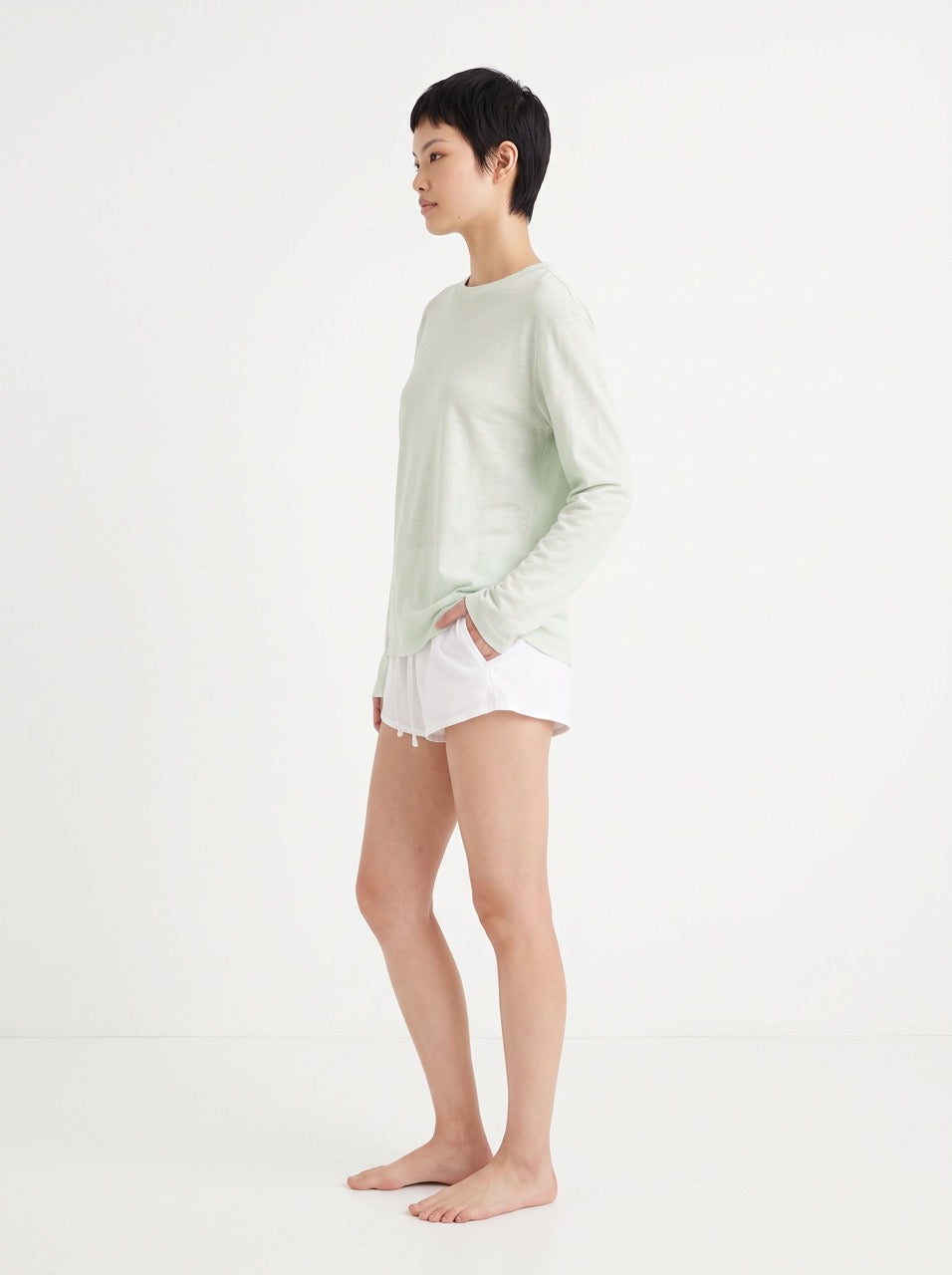 Snow Cotton Long Sleeve T-Shirt – Sage Green