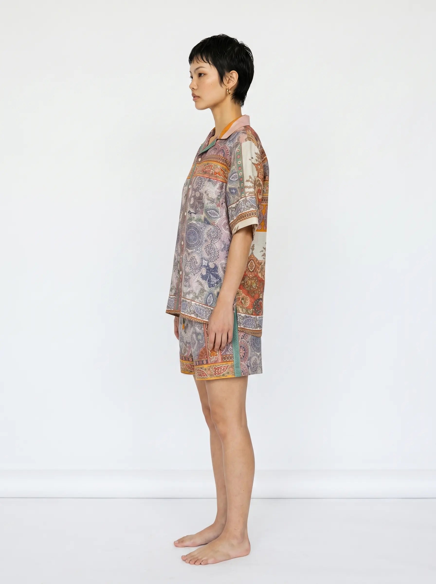 Mediterranean Print Linen Shirt