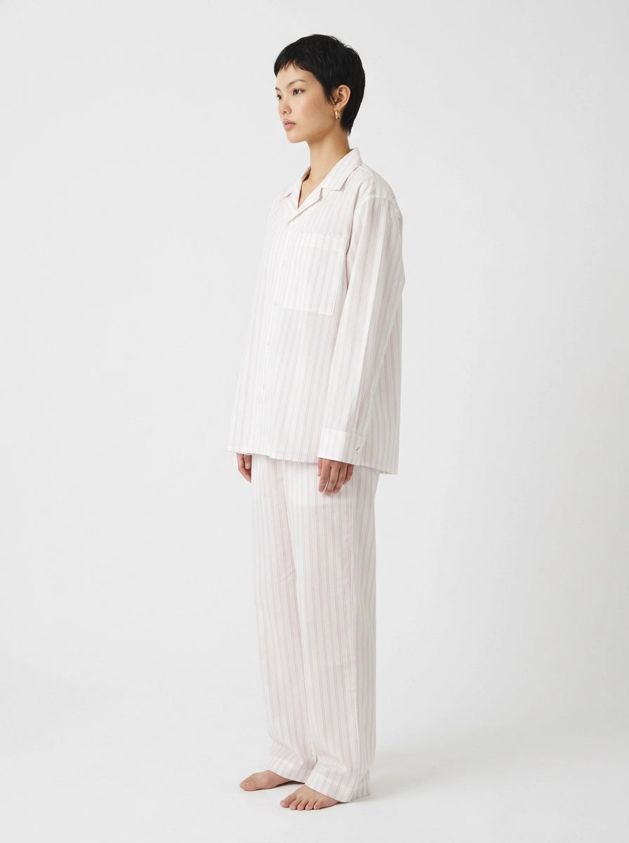 White & Red Fine Stripe Cotton Shirt