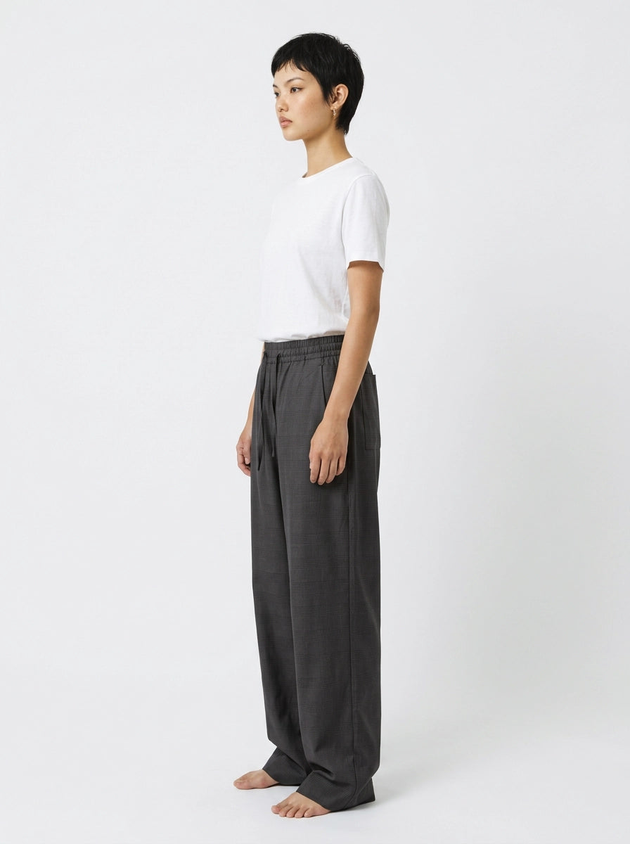 Charcoal Houndstooth Cotton Lounge Trousers