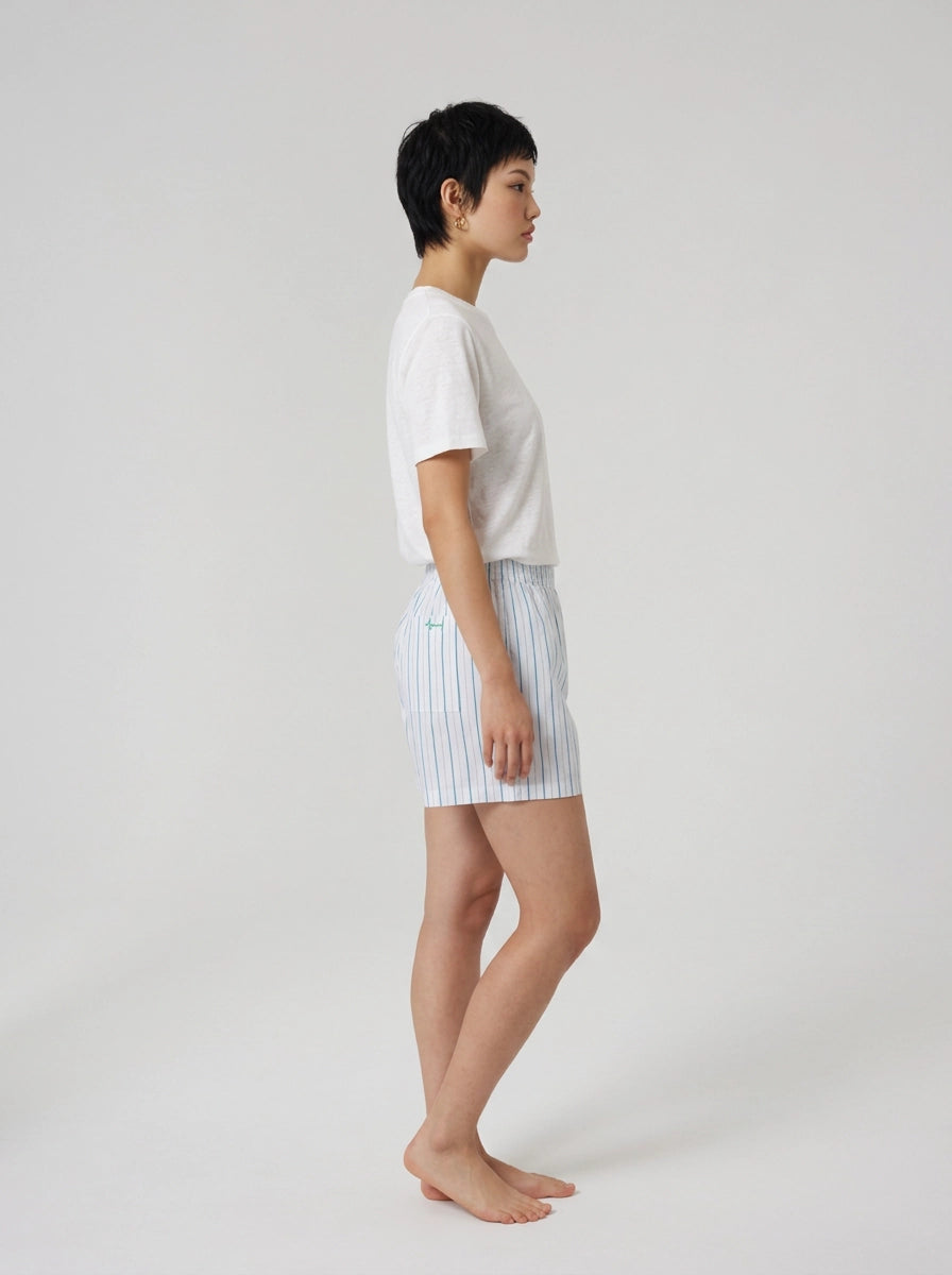 White Stripe Cotton Boxer Shorts