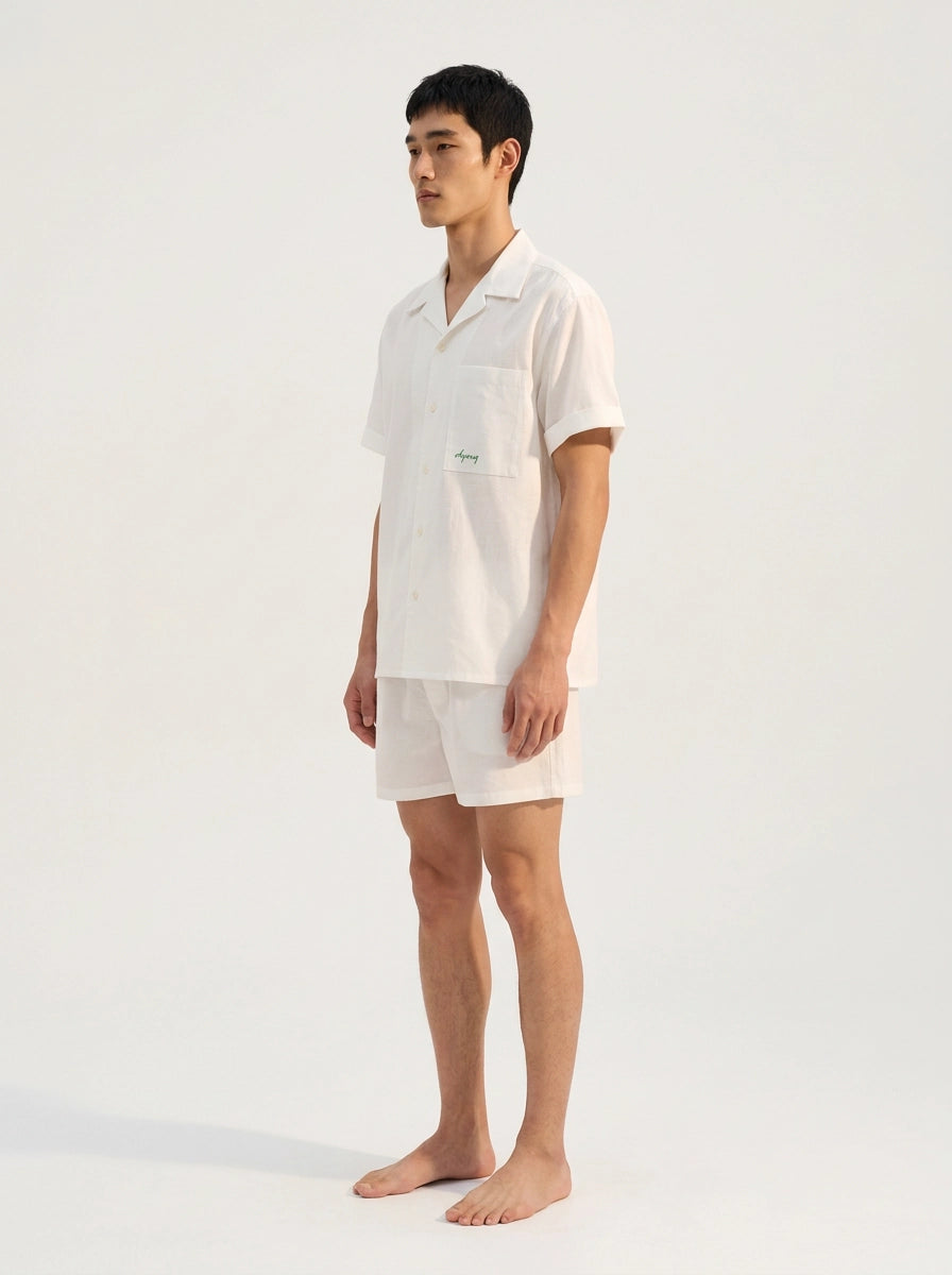 White Cotton Linen Shirt