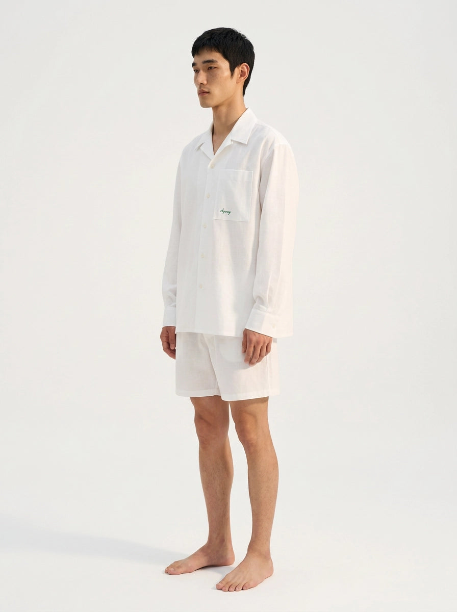 White Cotton Linen Shirt