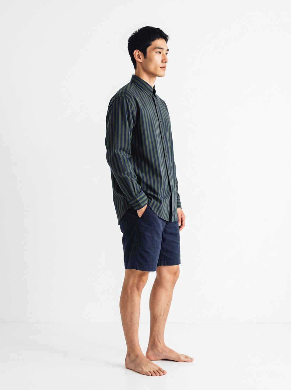 Cotton Stripe Button-Down Shirt