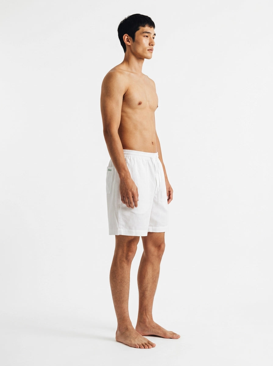 White Cotton Linen Shorts