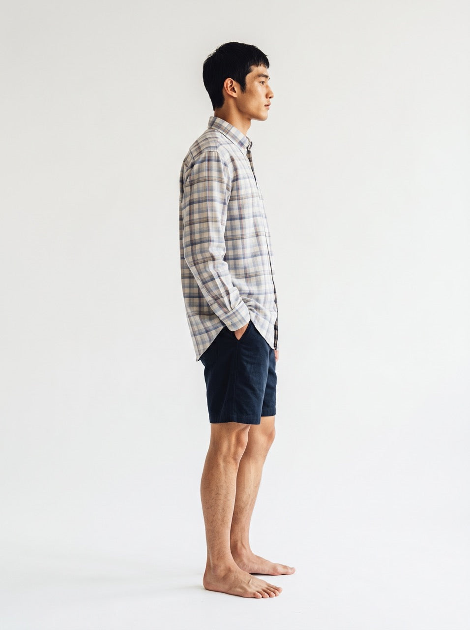 Blue Check Cotton Button-Down Shirt
