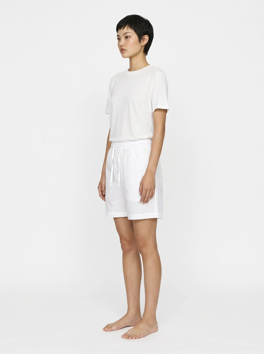 White Cotton Linen Shorts