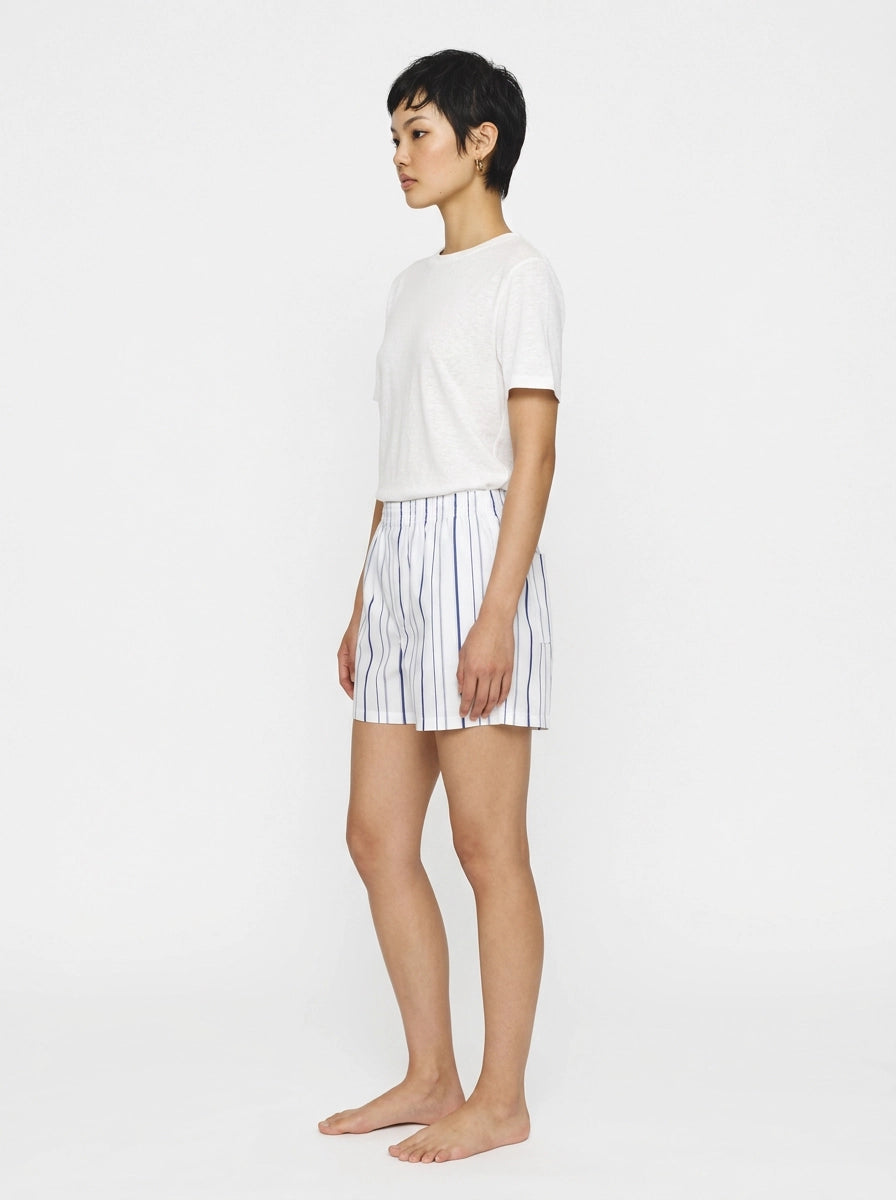 White & Navy Stripe Cotton Boxer Shorts