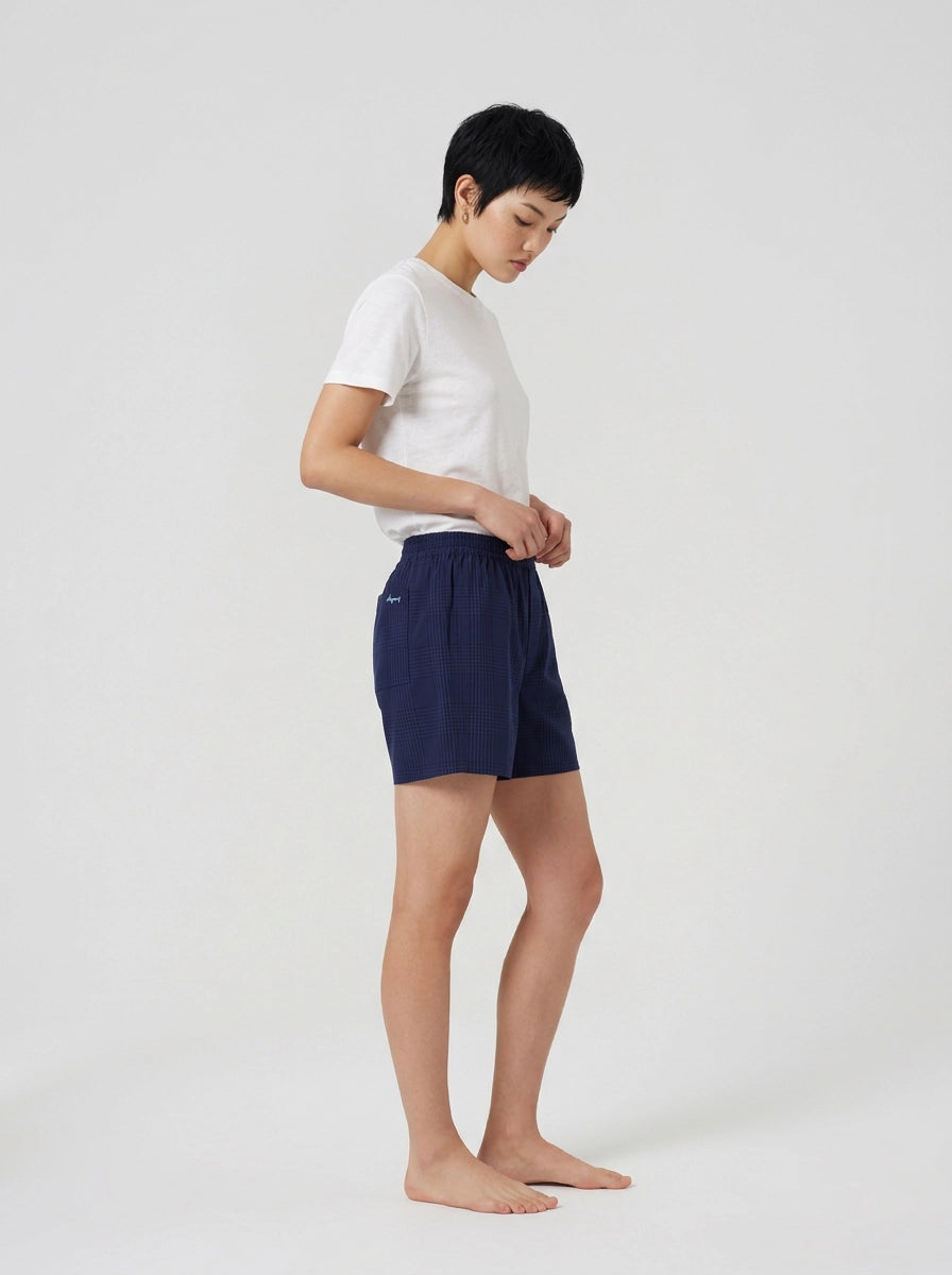 Navy Glen Plaid Cotton Boxer Shorts