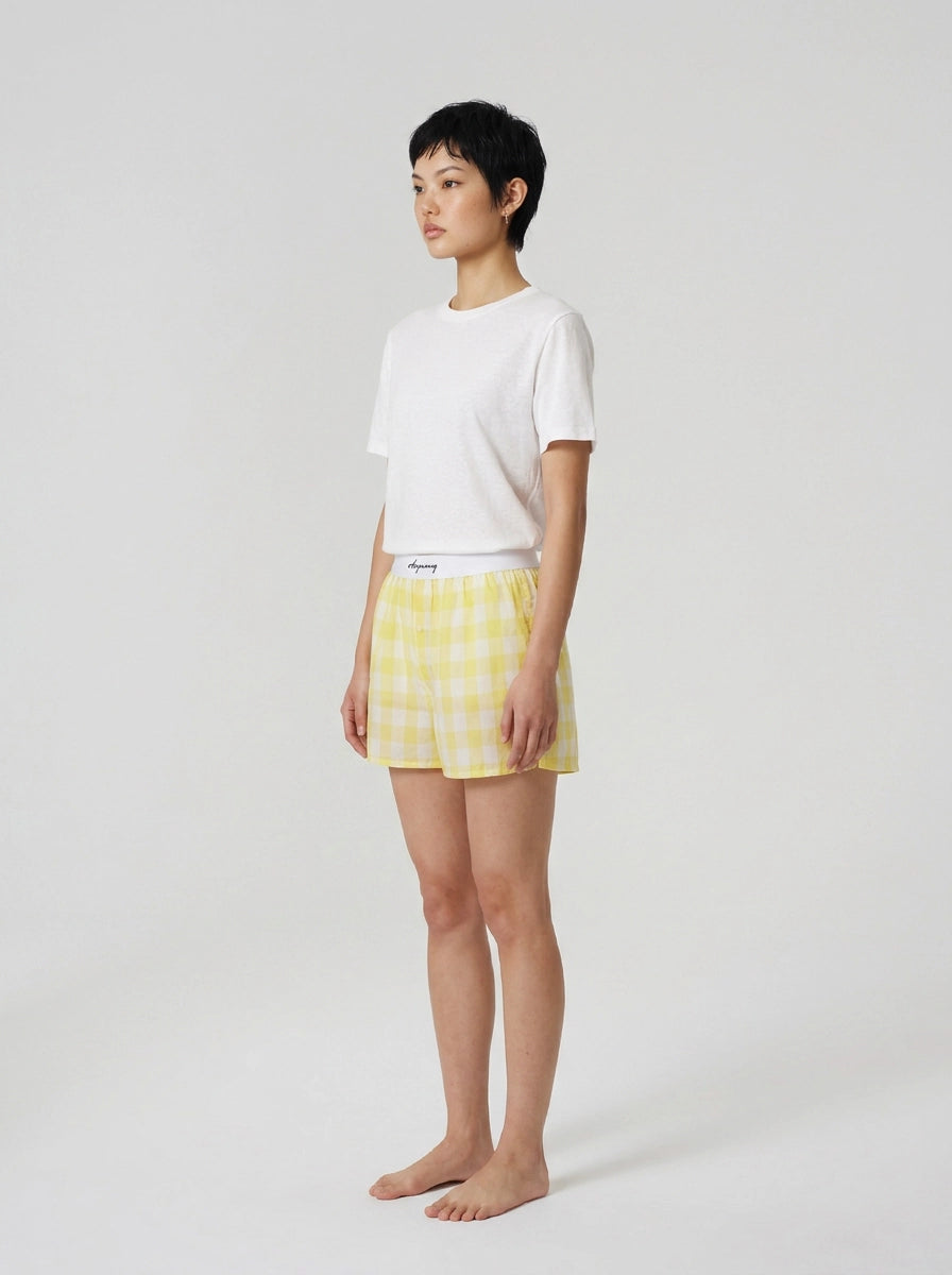 Lemon Gingham Cotton Boxers