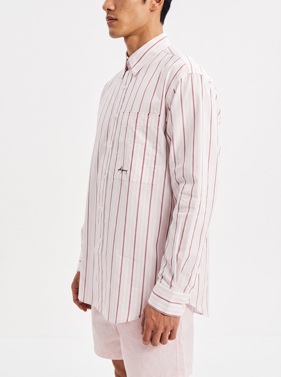 Pink Stripe Yarn-Dyed Cotton Button-Down Shirt