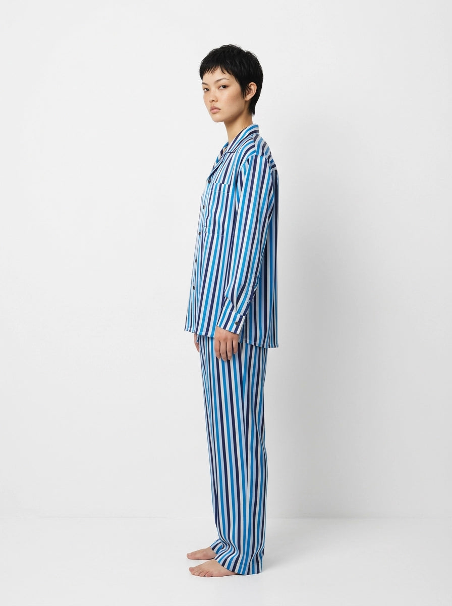 Blue Stripe Silk Shirt