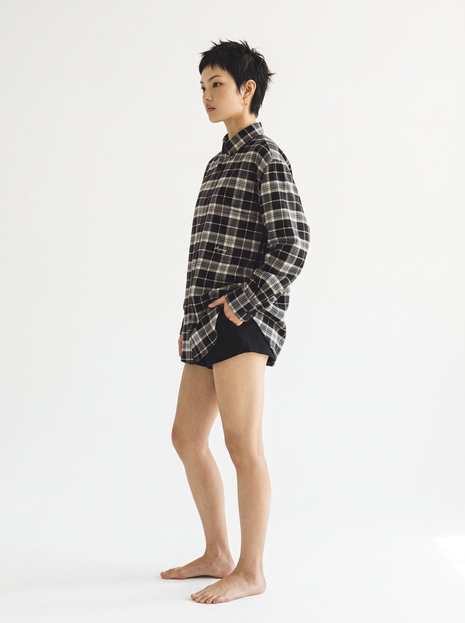 Black & White Yarn-Dyed Cotton Check Button-Down Shirt