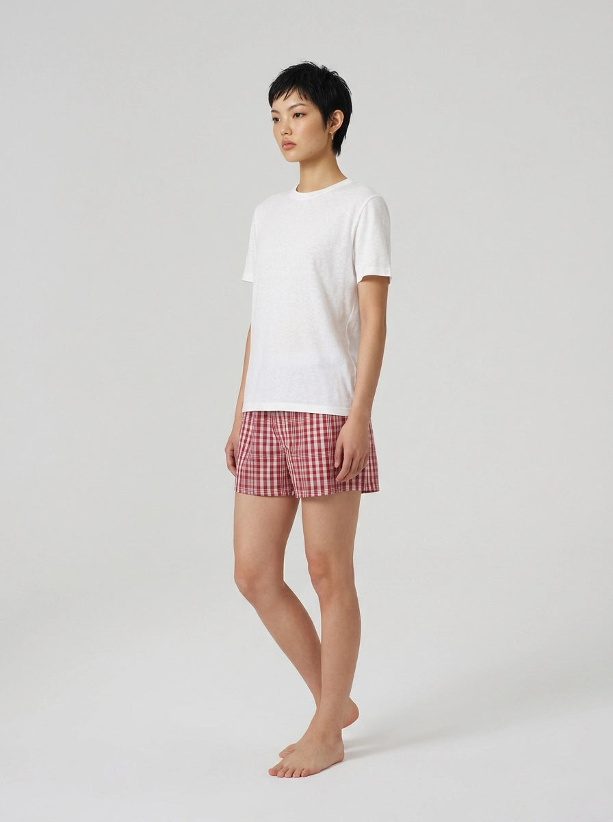 Coral Check Cotton Boxers