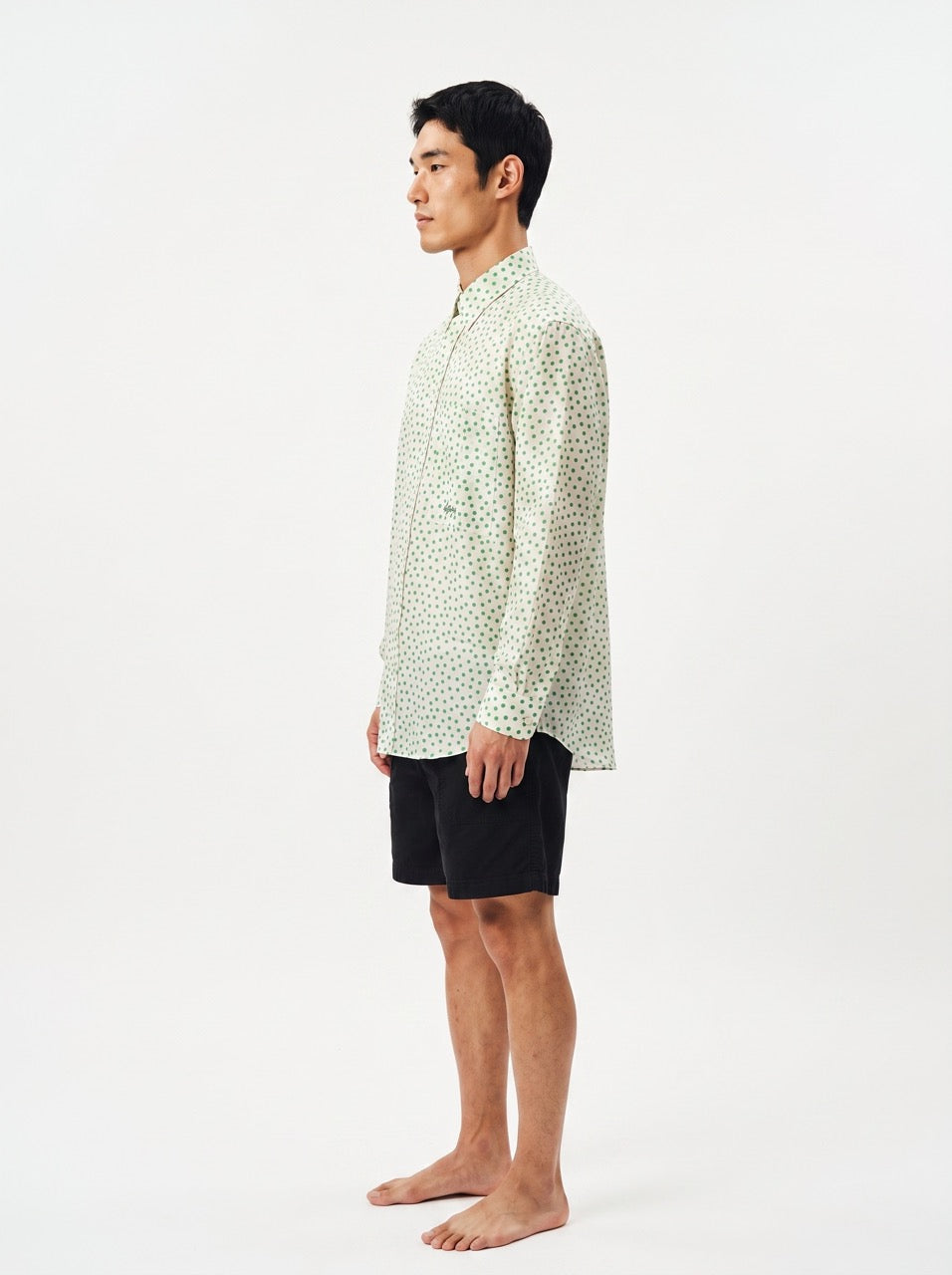 Cotton Silk Printed Button-Down Shirt