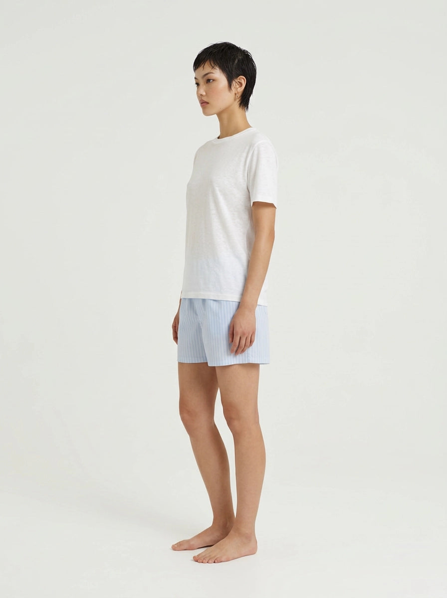 Sky Herringbone Cotton Boxer Shorts