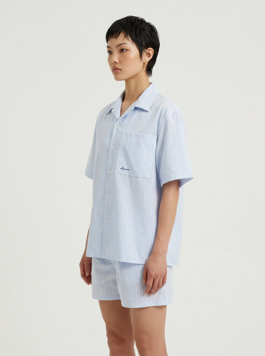 Sky Herringbone Cotton Shirt
