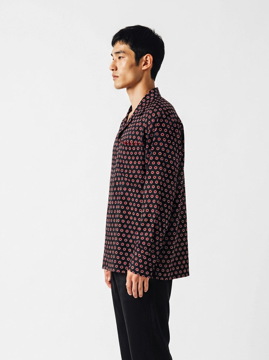 Black & Red Dot Silk Shirt