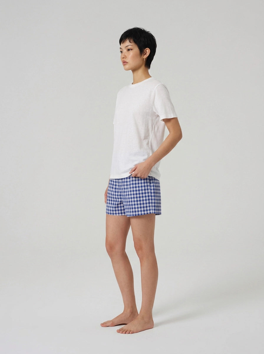 Blue Gingham Cotton Boxers
