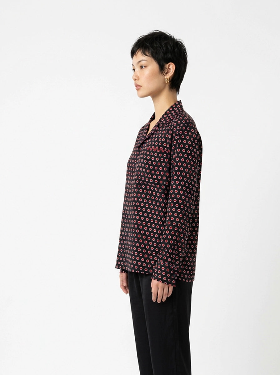 Black & Red Dot Silk Shirt