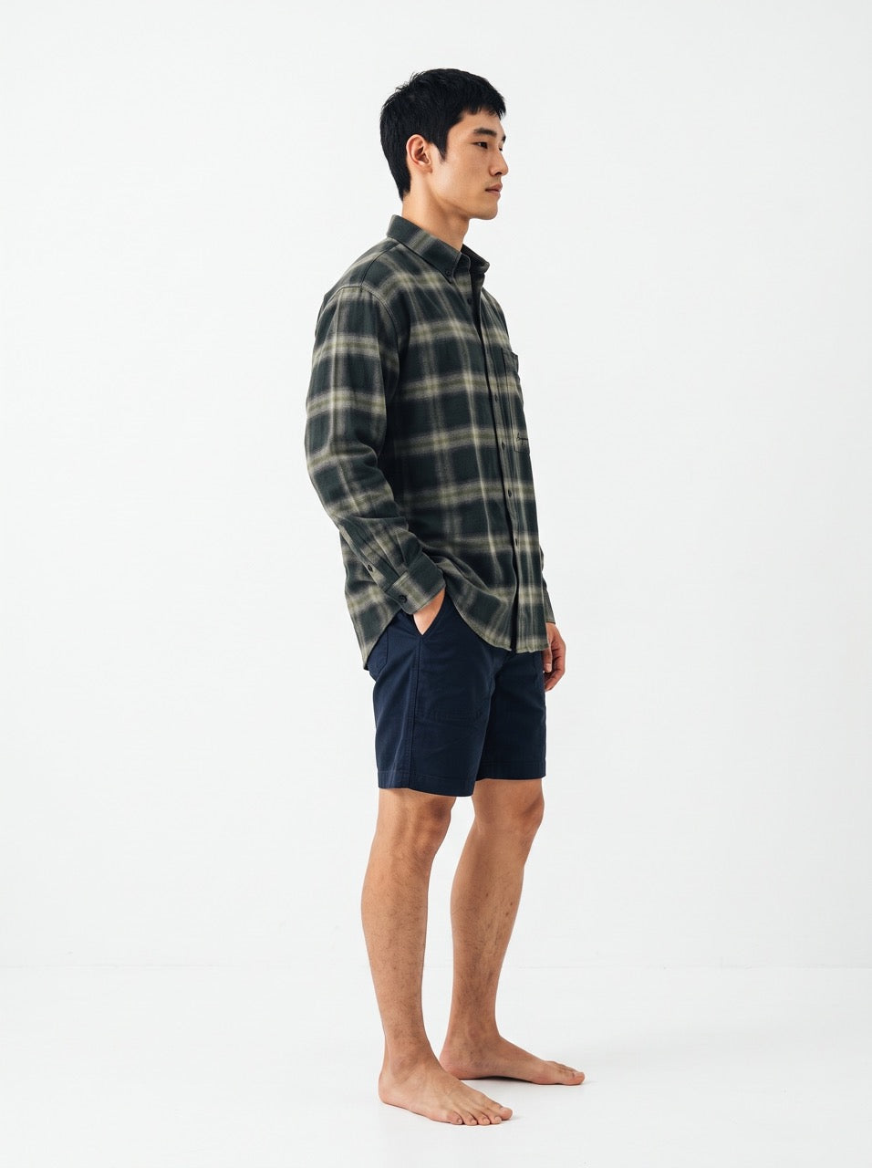 Charcoal Check Cotton Button-Down Shirt
