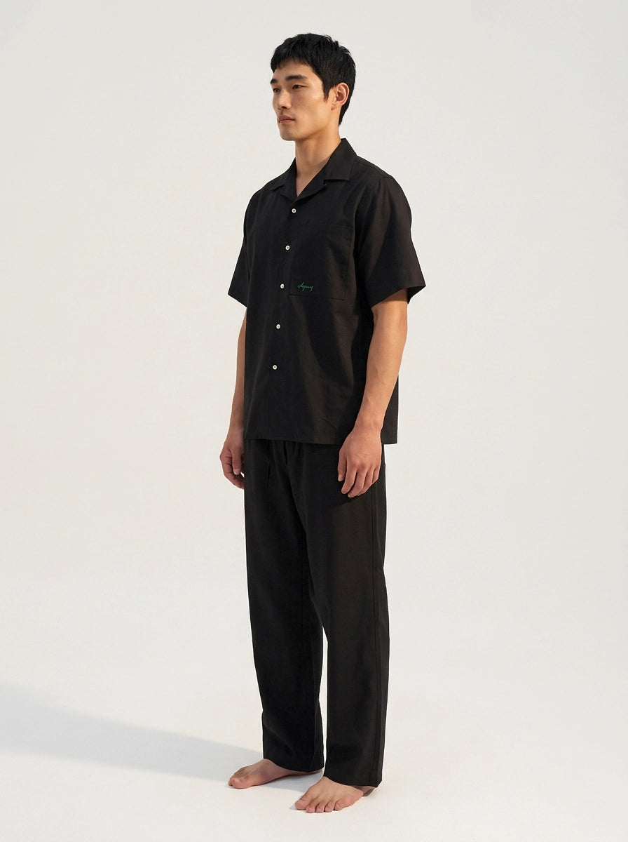 Black Cotton Linen Shirt