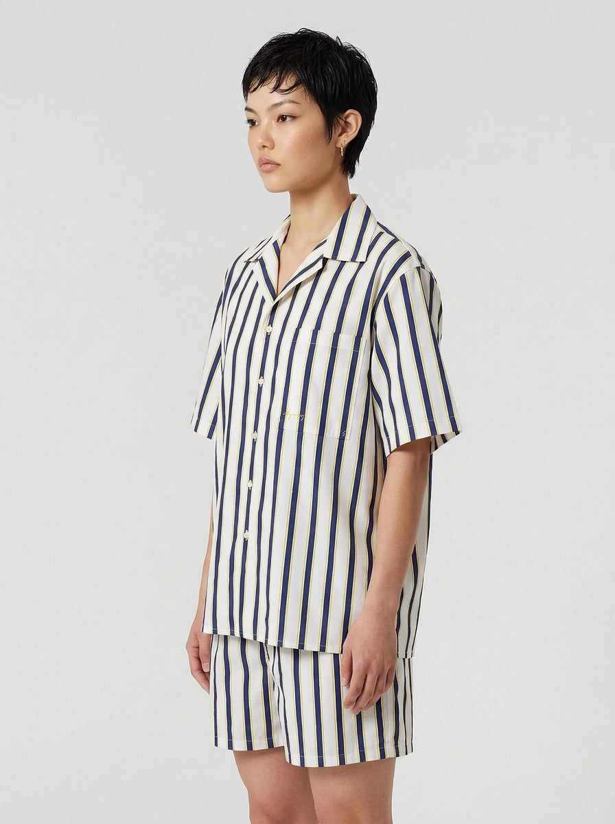 Navy & Yellow Stripe Cotton Shirt