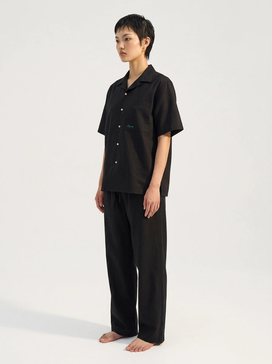 Black Cotton Linen Shirt