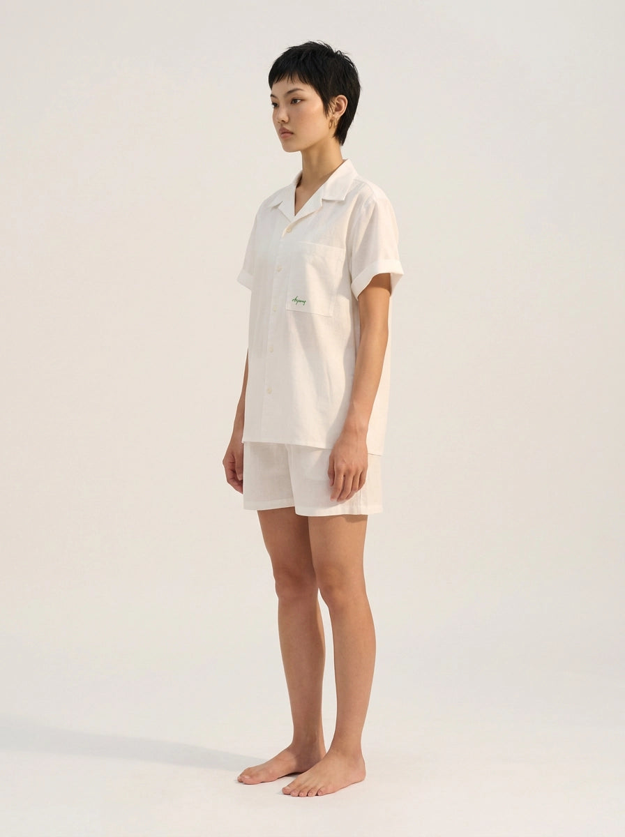 White Cotton Linen Shirt