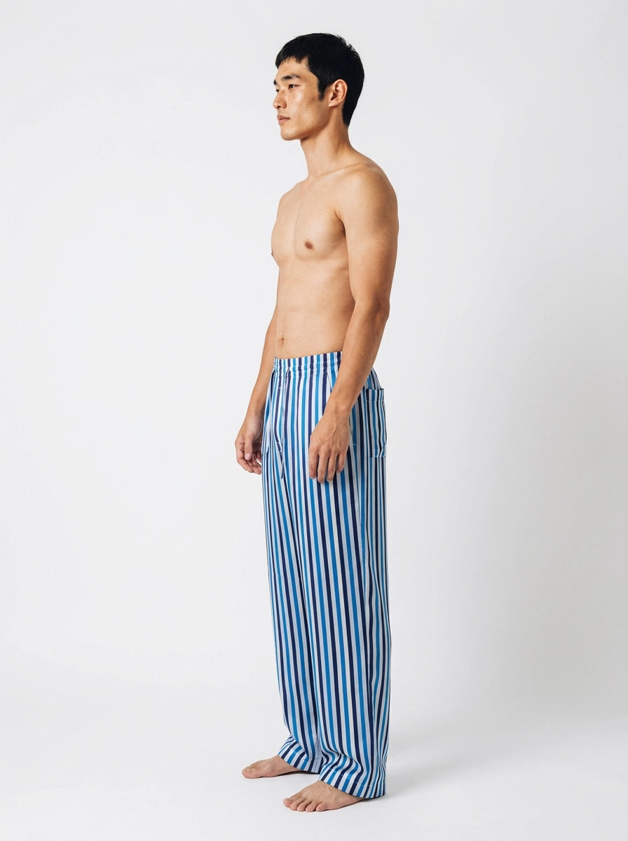 Blue Stripe Silk Lounge Trousers
