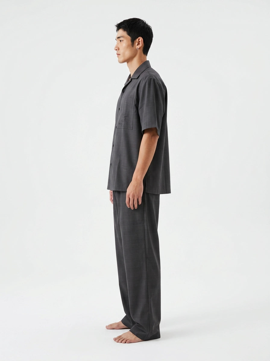 Charcoal Houndstooth Cotton Shirt