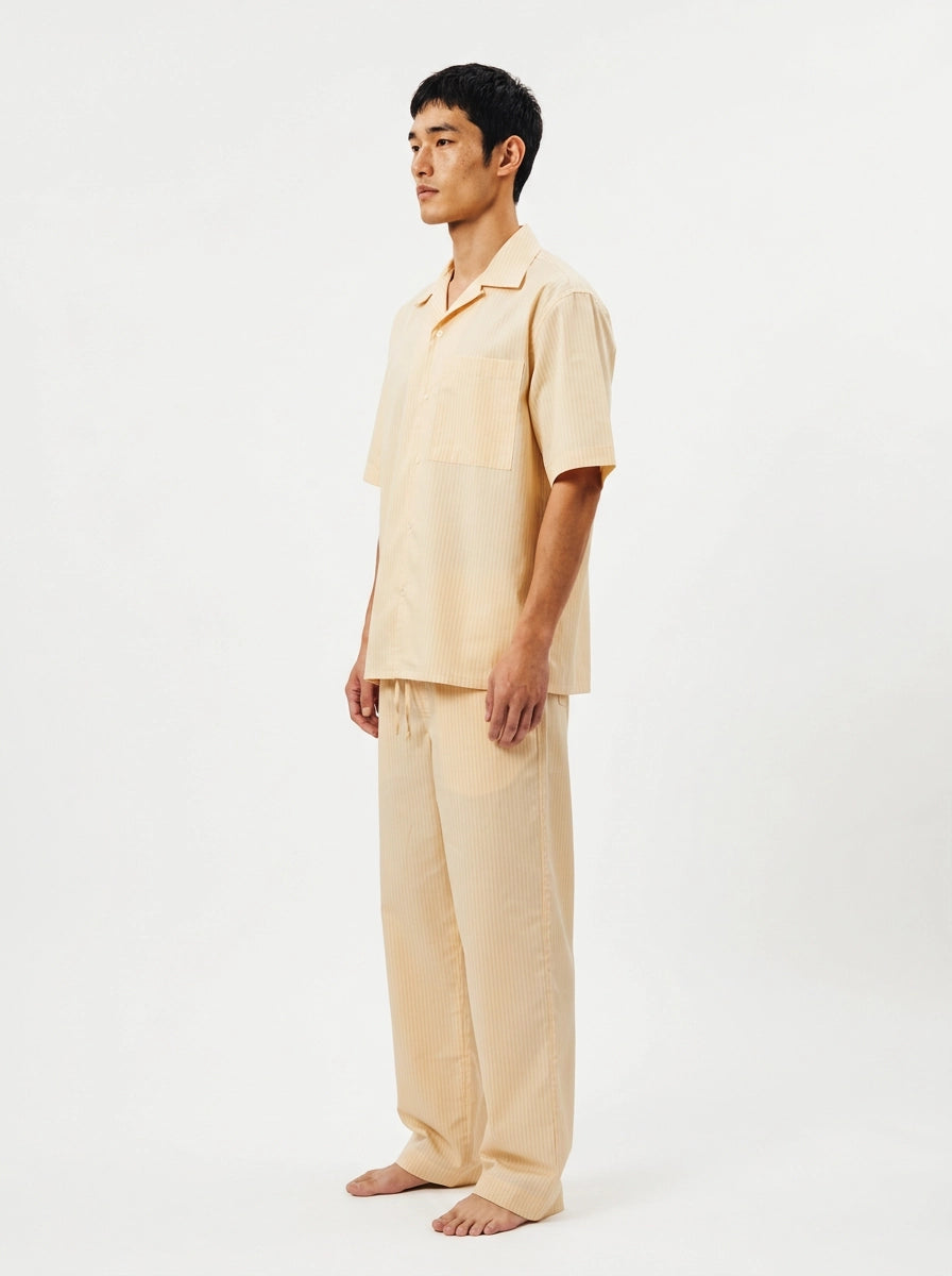 Beige Pinstripe Cotton Shirt