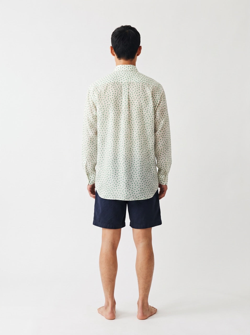 Cotton Silk Printed Button-Down Shirt