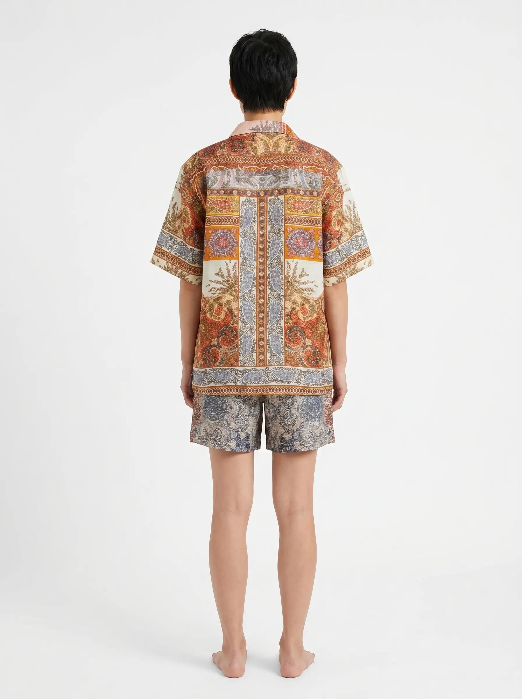 Mediterranean Print Linen Shirt
