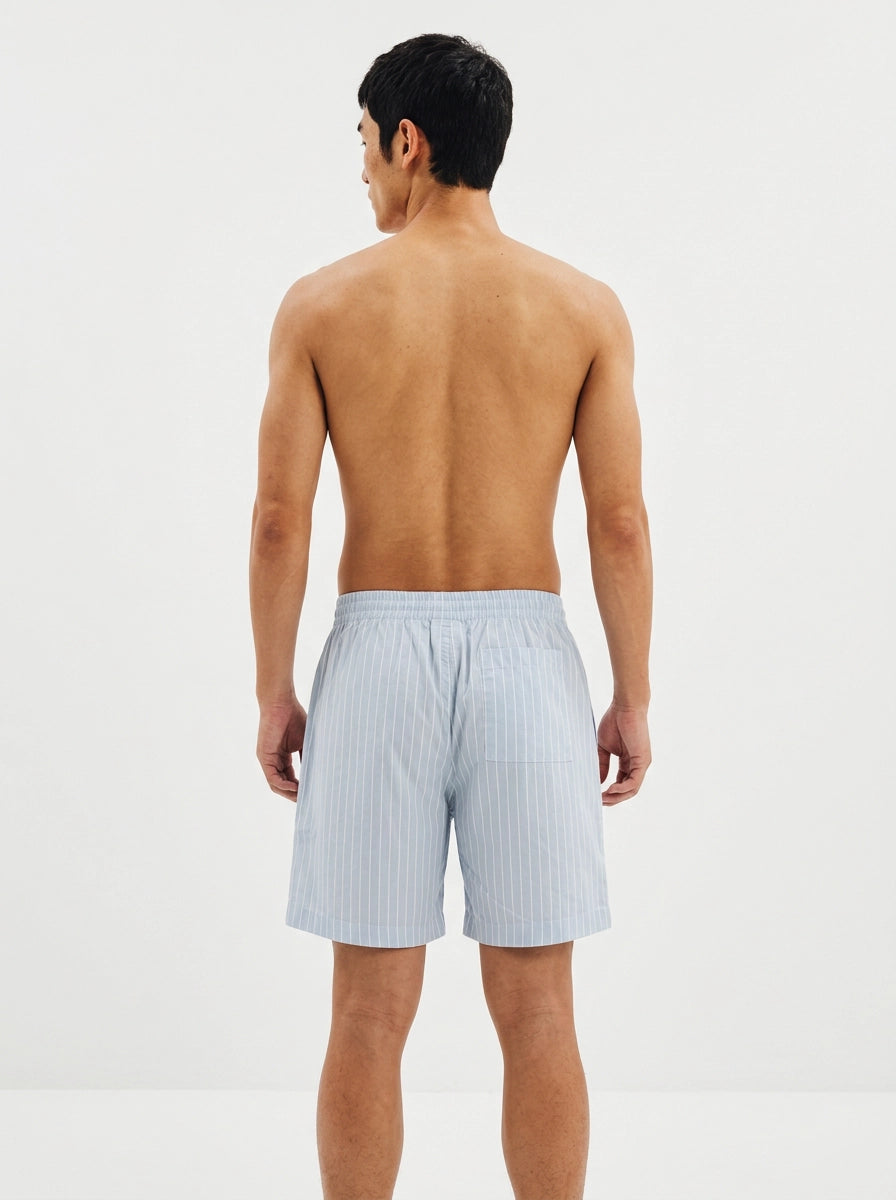 Sky Blue Stripe Cotton Shorts