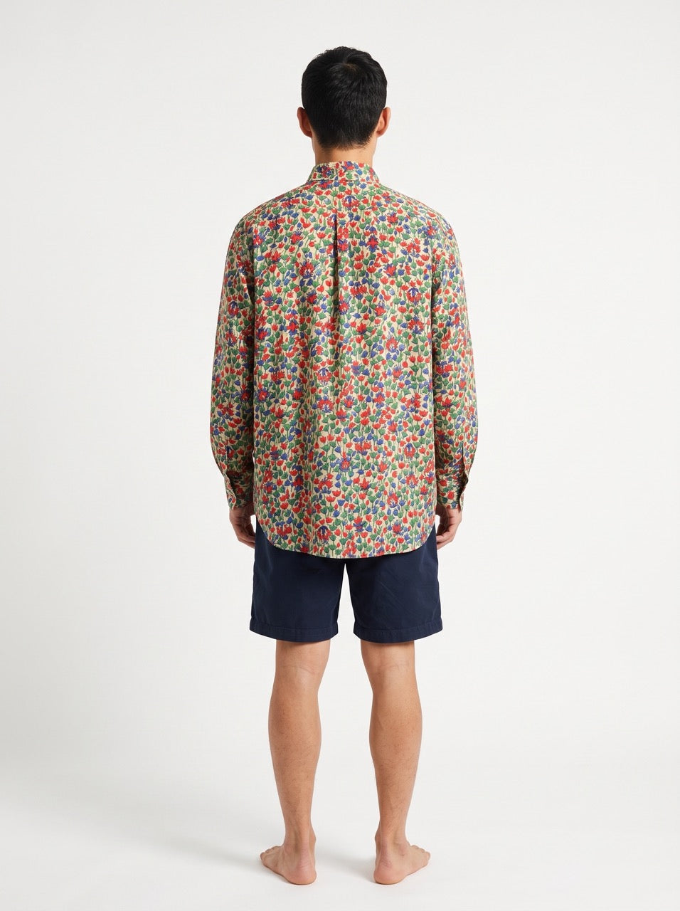 Cotton Silk Floral Print Button-Down Shirt