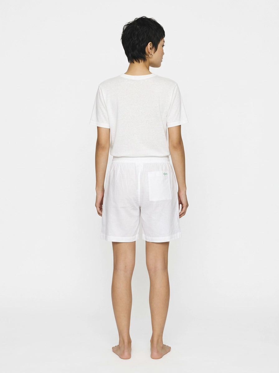 White Cotton Linen Shorts